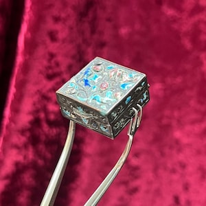 Vintage Trinket Box - Copper Cloisonne Enamel Pill Box - Animal & Floral Design - Made in China