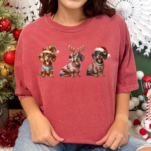 Dachshund Christmas T-Shirt, Doxie Dog Lover Holiday TShirt, Christmas Dog Shirt
