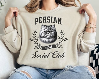 Custom Persian Social Club Sweatshirt, Persian Cat Sweatshirt, Persian Mom Sweatshirt, Persian Mama Sweater, Gift for Persian Lovers