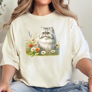 Persian Cat Mom Shirt Floral Cat Shirt Purr Shirt Cat Mom Floral Cat Tee Cat Lover Shirt Persian Cat Lovers Shirt Gift for Mom Gift for Dad