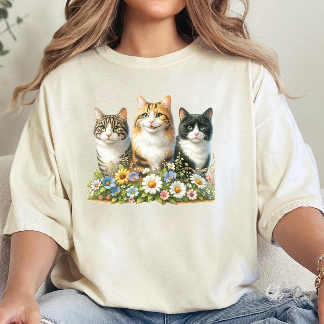 Cat Mom Shirt Floral Cat Shirt Purr Shirt Cat Mom Floral Cat Tee Cat ...