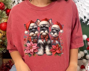 Miniature Schnauzer Christmas T-Shirt, Dog Lover Holiday TShirt, Christmas Dog Shirt