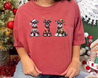 Miniature Schnauzer Christmas T-Shirt, Dog Lover Holiday TShirt, Christmas Dog Shirt
