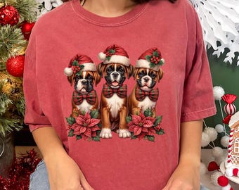 Boxer Christmas T-Shirt, Boxer Dog Lover Holiday TShirt, Christmas Dog Shirt