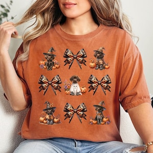 Halloween German Shorthaired Pointer T-Shirt, Dog Lover Halloween TShirt, Halloween Coquette Bows Shirt, Pointer Mom Gift, GSP Lover Gift