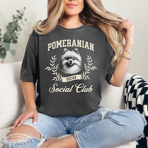 Custom Pomeranian Social Club T-Shirt, Pomeranian TShirt, Pomeranian Mom TShirt, Pomeranian Mama Crewneck, Gift for Pomeranian Lover