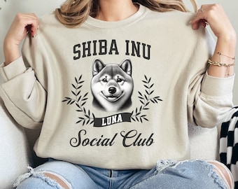 Custom Shiba Inu Social Club Sweatshirt, Shiba Inu Sweatshirt, Shiba Inu Mom Sweatshirt, Shiba Inu Mama Sweater, Gift for Shiba Inu Lover