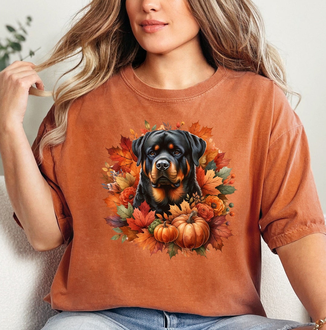 Fall Rottweiler T-shirt, Autumn Leaves Rottweiler Tshirt, Fall Colors ...