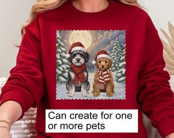 Custom Christmas Dog Sweatshirt with Pet Photo & Name – Personalized Dog Lover Gift – Festive Cute Dog Shirt for Christmas Holiday Party