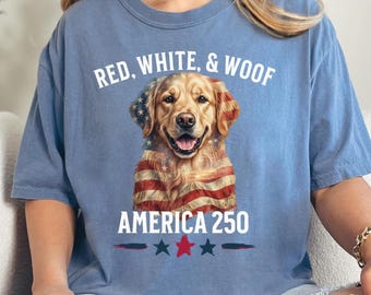 Custom Dog Breed Patriotic Shirt, 50 Dog Breeds, American Flag Dog Tee, 4th of July Shirt, USA 250 Years, Comfort Colors Dog Lover Gift
