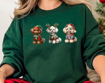 Poodle Christmas Sweatshirt, Standard and Toy Poodle Dog Lover Holiday Sweater, Christmas Dog Shirt
