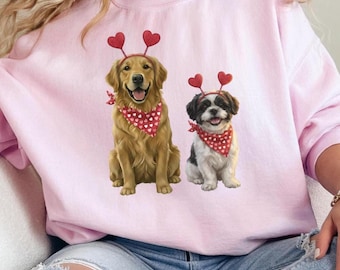 Custom Valentine Dog Cat Sweatshirt based on Photo & Name, Personalized Dog Cat Lover Gift, Women Valentine Day Sweater