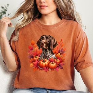 Fall German Shorthaired Pointer T-Shirt, Autumn Leaves Pointer TShirt, Fall Colors GSP Shirt, GSP Mom Fall T Shirt, Gift for Pointer Lovers