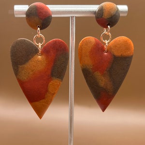 Matte-Finish Heart Shaped Autumn Resin Earrings