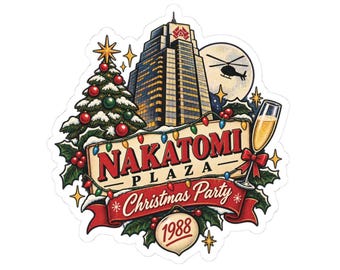Pegatina troquelada de la fiesta de Navidad de Nakatomi Plaza de 1988 / Pegatina de película navideña / Diversión festiva / Fanático del cine clásico / Duro de matar