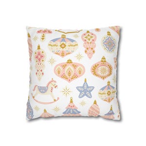 Örngott med Nötknäpparen Vintage Ornament | Pastellfärgade Julgranskulor Fyrkantigt Örngott