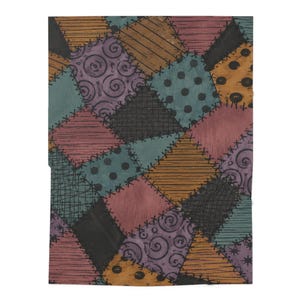 Patchwork Quilt Pattern Baby Swaddle Blanket | Hand-Drawn Stitches, Polka Dot Patches