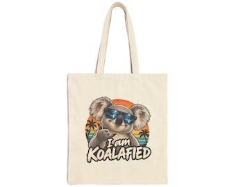 Bolso de mano Koala I Am Koalafied / Diseño gráfico Sunset Beach / Positividad / Estilo adorable / Moda con juego de palabras