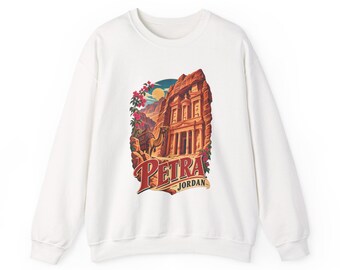Sudadera con ilustración gráfica de Petra Jordan / Diseño vintage de viaje con cuello redondo / Estilo aventurero / Estilo turístico / Viajero por Asia