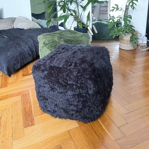 Faux Fur Ottoman Pouf - Beanbag Cube - Made from factory scarps