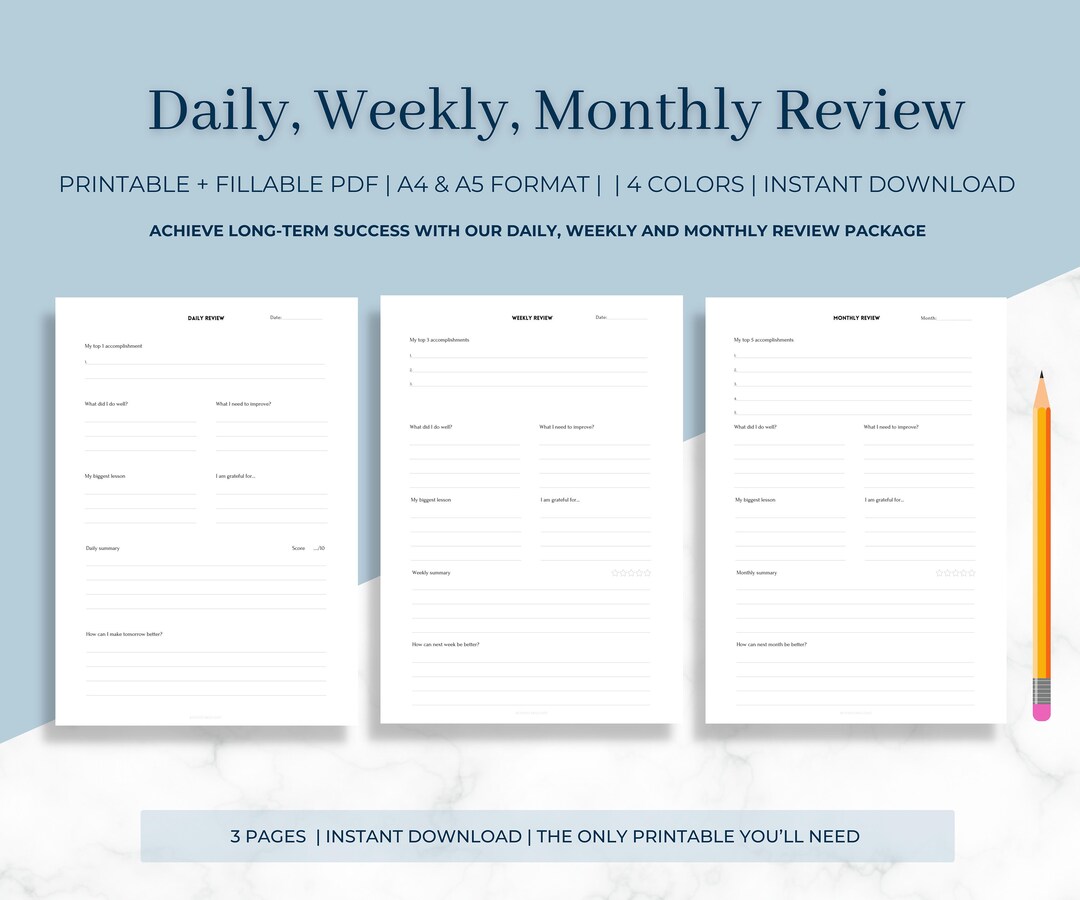 Daily Weekly Monthly Review | Mindful Questions | Self-care | Self ...