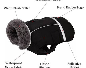 High quality coat for small medium and large dogs / waterproof jacket for bulldog or similar / Super warm winter coat