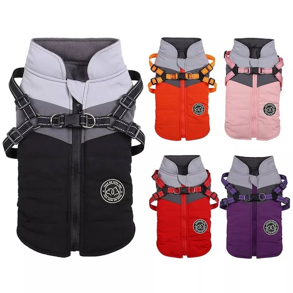 Keep your furry friend dry and warm with our waterproof dog and cat jacket with harness! 25% off!
