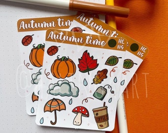 Herbstaufkleber // Handgefertigte dekorative Aufkleber Bullet Journal, Journaling, Scrapbooking Herbst, Herbst, Kürbis, Kürbis, handgefertigt