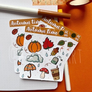 Stickers automne // Autocollants déco faits main bullet journal, journaling, scrapbooking automne, autumn, pumpkin, citrouille, handmade