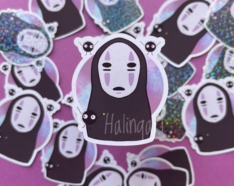 Faceless sticker / Spirited Away sticker, Spirited Away, Studio Ghibli, handgemaakte stickers, fanart, holografisch, journaling