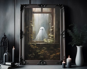 Vintage Ghost Art Print: Spooky Halloween Decor