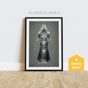 Cyborg Sorceress Surreal Art, Surreal Art Print, Fantasy Wall Art, Surreal Wall Decor For Home, Sorceress Poster, Abstract Surreal Art