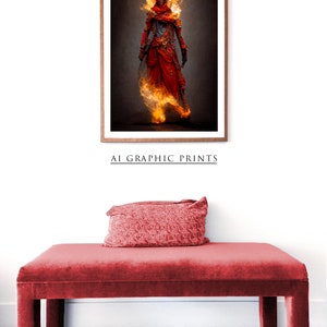 Eldhäxa Surrealistisk konst, Surrealistisk konsttryck, Fantasiväggkonst, Surrealistisk väggdekoration för hemmet, Trollkvinnaposter, Abstrakta Surrealistiska konsttryck bild 4