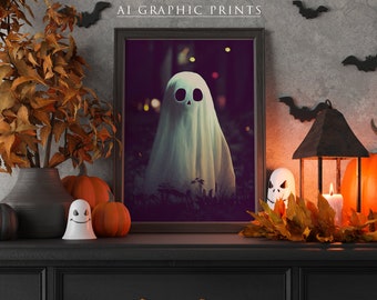 Ghost Ai Art Print Halloween, Ghost Ai Wall Art Print, Spooky Ghost Wall Art, Fall Decor, Instant Download, Digital Print, Printable