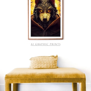 Werewolf Ai Art Print Halloween, Werewolf Ai Wall Art Print, Werewolf Ai Prints, Ai Art Design, Surreal Wall Art, Artificial Intelligence image 4