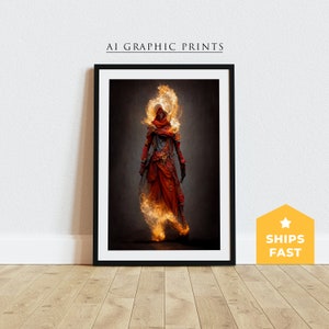Fire Sorceress Surreal Art, Surreal Art Print, Fantasy Wall Art, Surreal Wall Decor For Home, Sorceress Poster, Abstract Surreal Art Prints