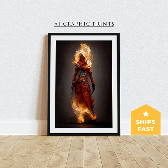 Fire Sorceress Surreal Art, Surreal Art Print, Fantasy Wall Art, Surreal Wall Decor For Home, Sorceress Poster, Abstract Surreal Art Prints