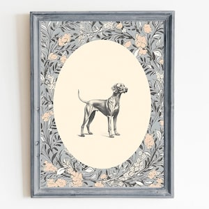 Dog Vintage Print Nursery Decor Vizsla, Printable Wall Art, Pastel Vintage Floral, Nursery Wall Grandmilennial Art Girl Boy Kids Room Print