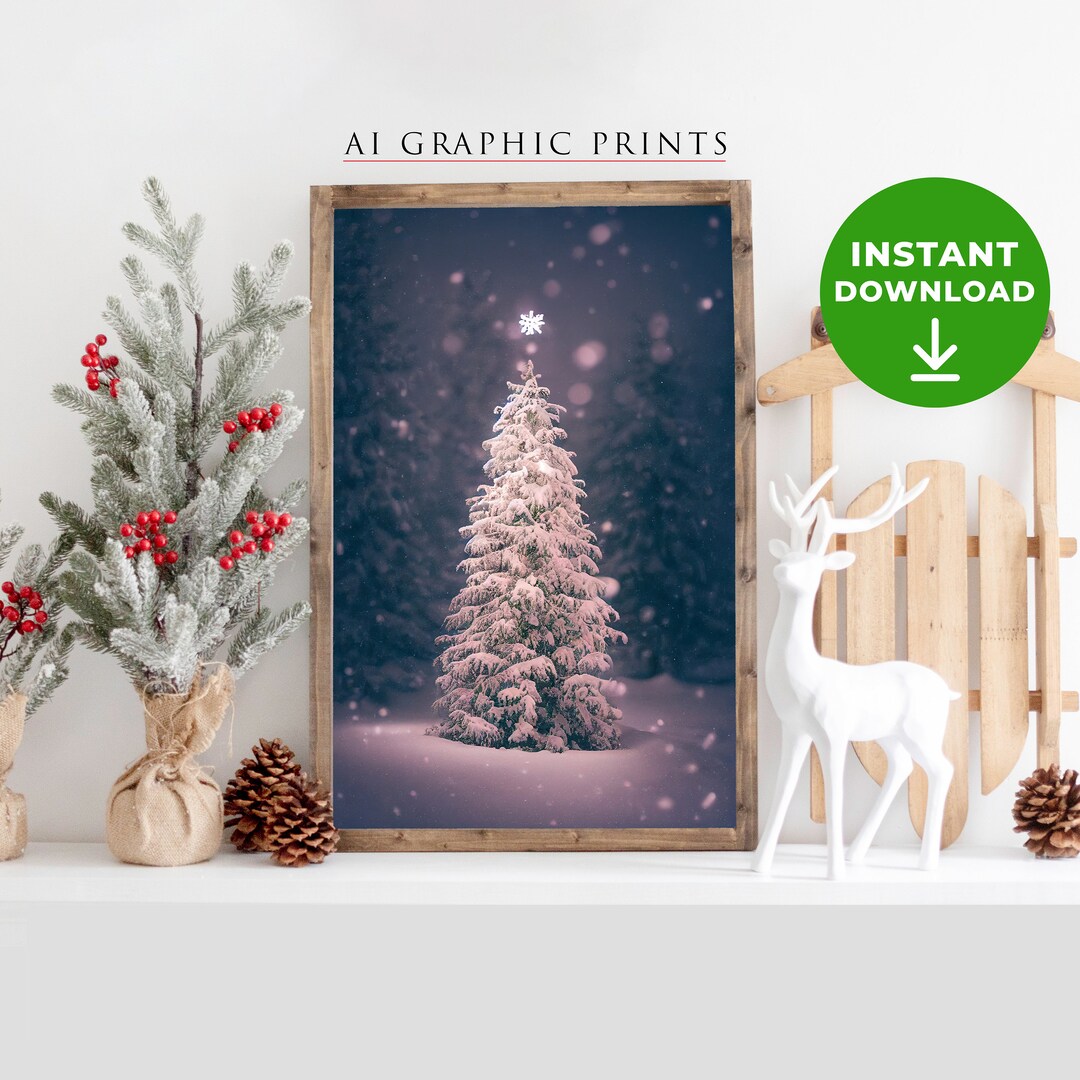 Christmas Tree Art Print Merry Christmas Wall Art Poster Etsy