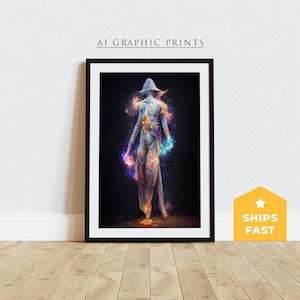 Cosmos Sorceress Surreal Art, Surreal Art Print, Fantasy Wall Art, Surreal Wall Decor For Home, Sorceress Poster, Abstract Surreal Art