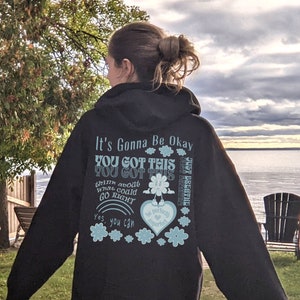 Positive Quotes Trendy Full Zip Up Hoodie Women, Motivational Anxiety Relief Gift, Inspirational Aesthetic, Mental Health Preppy Clothes