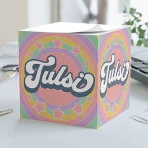 Personlig självhäftande lapptäcke med retro-vibbar, anpassad att-göra-lista, anteckningsblock, present till hemmakontoret, personliga självhäftande lappar, båsdekor