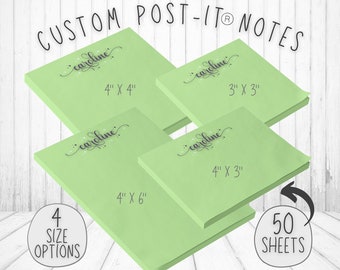 Personalized Post-it® Notes, Elegant Flowing Font and Retro Stars, Custom Sticky Notes, Cute Note Pad, Sticky Note, Customized Post It Notes