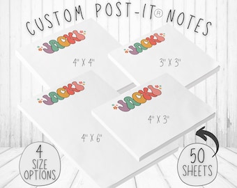 Notas Post-it® personalizadas, letras de burbujas con flores, notas adhesivas personalizadas, bloc de notas bonito, nota adhesiva, notas Post-it® personalizadas