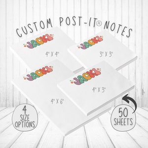 Personalizowane notatki Post-it, litery bąbelkowe z kwiatami, spersonalizowane notatki samoprzylepne, uroczy notatnik, notatki samoprzylepne, spersonalizowane notatki Post-it