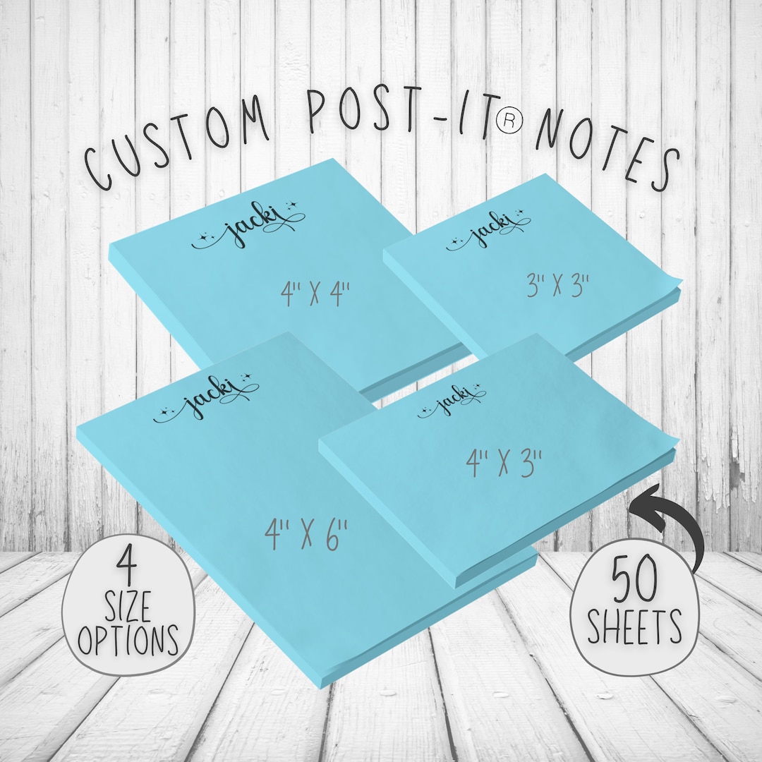 Personalized Postit® Notes, Elegant Flowing Font and Retro Stars, Custom Sticky Notes, Cute