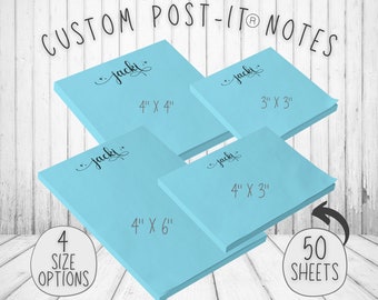 Personalized Post-it® Notes, Elegant Flowing Font and Retro Stars, Custom Sticky Notes, Cute Note Pad, Sticky Note, Customized Post It Notes