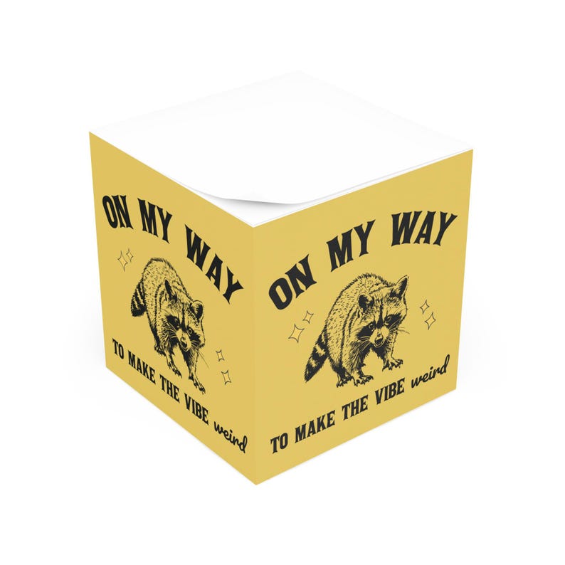 Sticky Notes Cubicle Sticky Note Cube, Funny Quote Vintage Raccoon Sticky Notes, Cute Desk ...