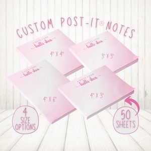Personalized Post-it® Notes, Pink and White Gradient, Custom Sticky Notes, Cute Note Pad, Sticky Note, Customized Post-it® Notes