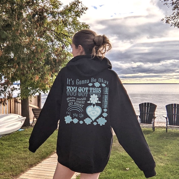 Positive Quotes Trendy Full Zip Up Hoodie Women, Motivational Anxiety Relief Gift, Inspirational Aesthetic, Mental Health Preppy Clothes